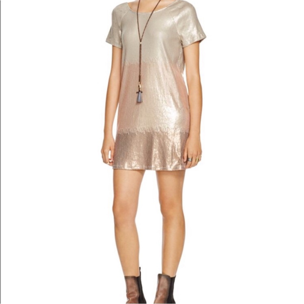 Free People gold sequin tshirt dress